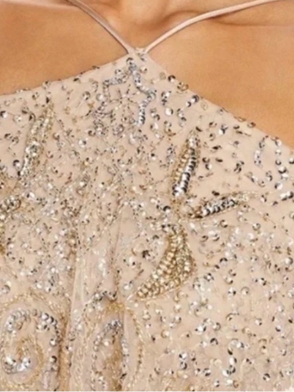 Aidan Mattox One-Shoulder Gold Beaded Evening Gown - Picture 2 of 7